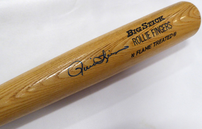Rollie Fingers Autographed Adirondack Bat Oakland A's Beckett BAS QR #BK44598