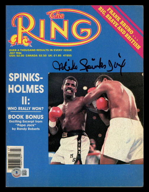 Michael Spinks "Jinx" Autographed Ring Magazine Beckett BAS QR #BK08880