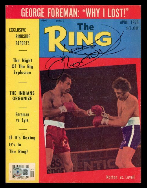 Ken Norton Autographed Ring Magazine Beckett BAS QR #BK08791