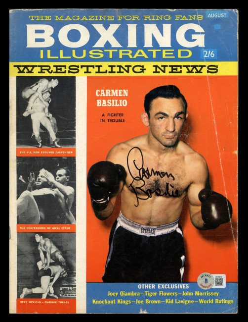 Carmen Basilio Autographed Boxing Illustrated Magazine Beckett BAS QR #BK08913