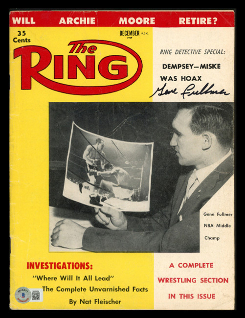 Gene Fullmer Autographed Ring Magazine Beckett BAS QR #BK08850