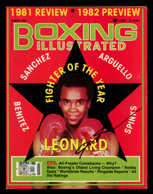 Sugar Ray Leonard Autographed Boxing Illustrated Magazine Beckett BAS QR #BK08897