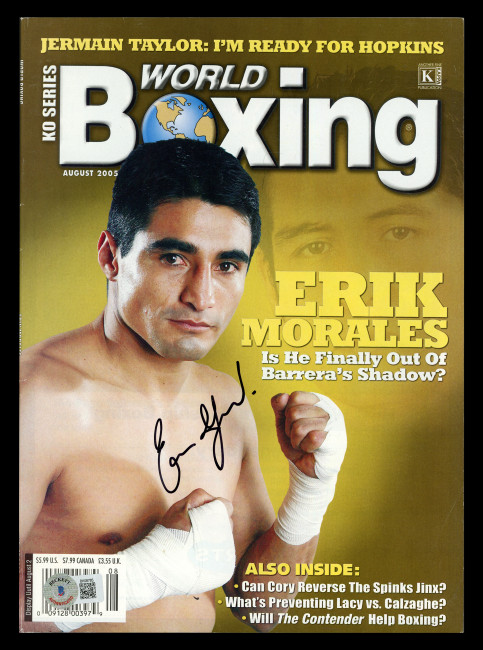 Erik Morales Autographed World Boxing Magazine Beckett BAS QR #BK08785
