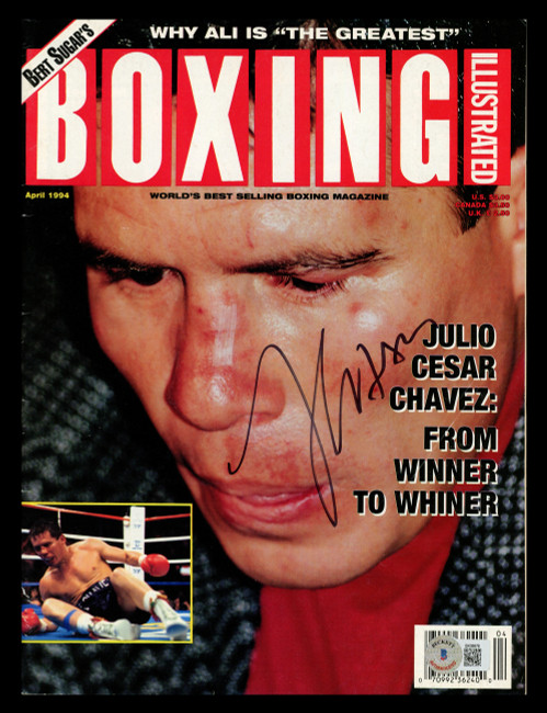 Julio Cesar Chavez Autographed Boxing Illustrated Magazine Beckett BAS QR #BK08876