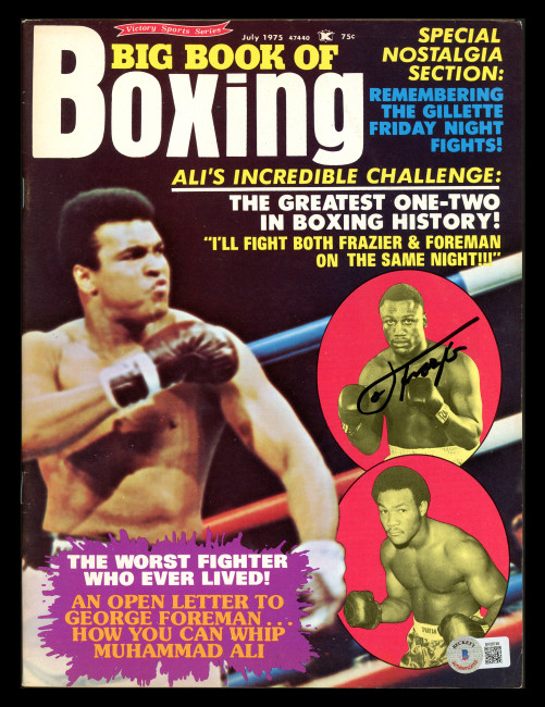 Joe Frazier Autographed Big Book of Boxing Magazine Beckett BAS QR #BK08748