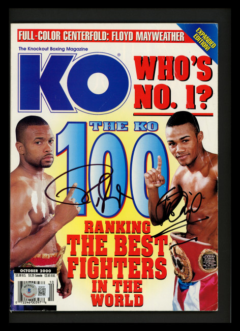 Felix Trinidad & Roy Jones Jr. Autographed KO Magazine Beckett BAS QR #BK08767