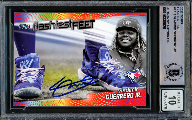 Vladimir Guerrero Jr. Autographed 2022 Topps Flashiest Feet Card #FF-12 Toronto Blue Jays Auto Grade Gem Mint 10 Beckett BAS #16338926