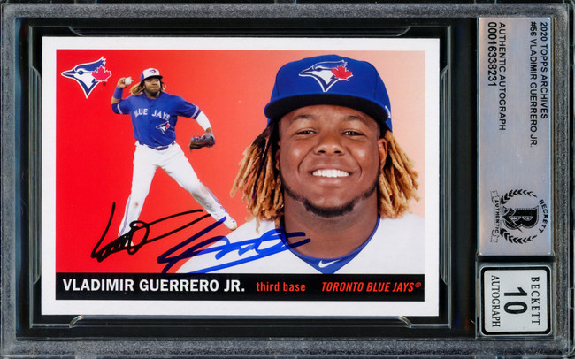 Vladimir Guerrero Jr. Autographed 2020 Topps Archives Card #56 Toronto Blue Jays Auto Grade Gem Mint 10 Beckett BAS #16338231