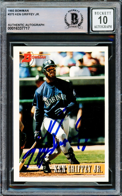 Ken Griffey Jr. Autographed 1993 Bowman Card #375 Seattle Mariners Auto Grade Gem Mint 10 Beckett BAS #16337717