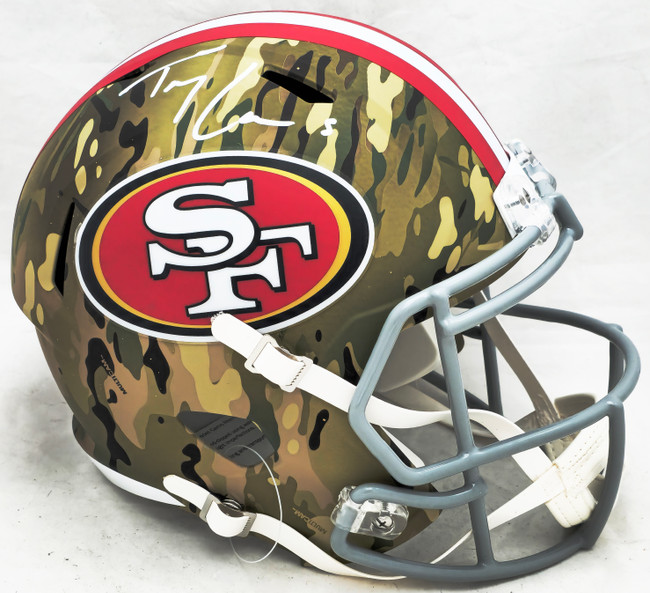 Trey Lance Autographed San Francisco 49ers Camo Full Size Replica Speed Helmet Beckett BAS Witness #WL69320