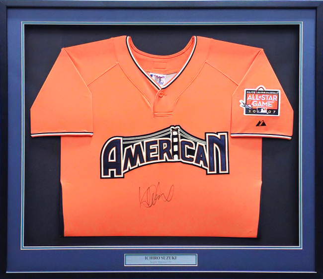 Seattle Mariners Ichiro Suzuki Autographed Framed Orange Majestic 2007 All Star Game Jersey IS Holo SKU #224278