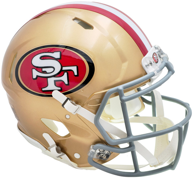 Unsigned San Francisco 49ers Gold Full Size Authentic Speed Helmet Stock #224199