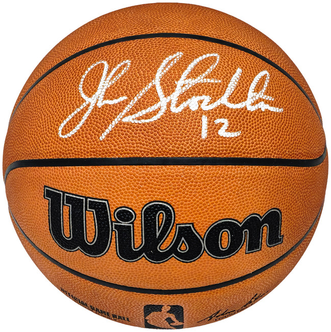 John Stockton Autographed Official Game Ball Genuine Leather Basketball Utah Jazz Beckett BAS Witness Stock #224368