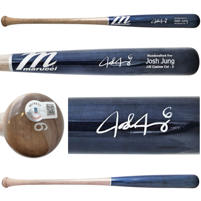Josh Jung Autographed Navy & Grey Marucci Player Model Baseball Bat Texas Rangers Beckett BAS Witness Stock #224410