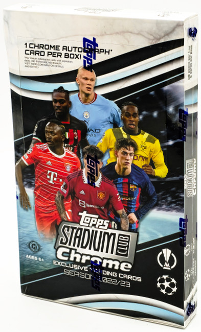 2022-23 Topps UEFA Club Competitions Stadium Club Chrome Soccer Hobby Box Stock #224638