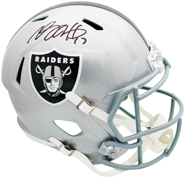 Davante Adams Autographed Las Vegas Raiders Silver Full Size Speed Replica Helmet Beckett BAS Witness Stock #224725