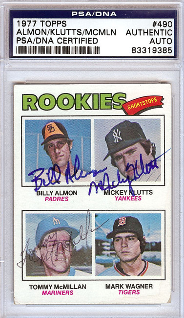 Billy Almon, Mickey Klutts & Tommy McMillan Autographed 1977 Topps Card #490 PSA/DNA #83319385