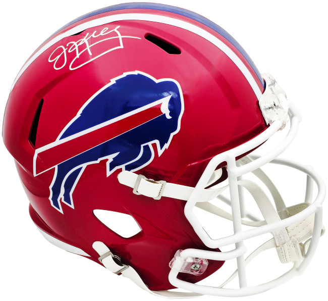 Jim Kelly Autographed Buffalo Bills Red 87-01 Throwback Full Size Speed Replica Helmet Beckett BAS Witness Stock #224727
