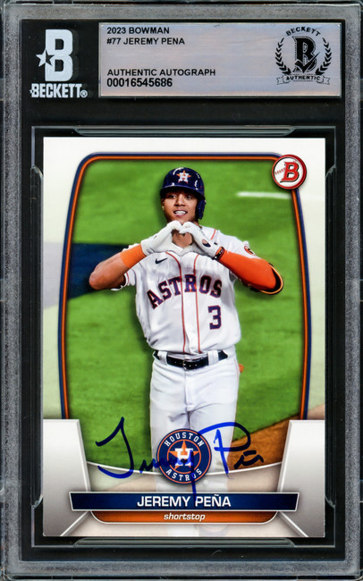 Jeremy Pena Autographed 2023 Bowman Card #77 Houston Astros Full Name Beckett BAS #16545686