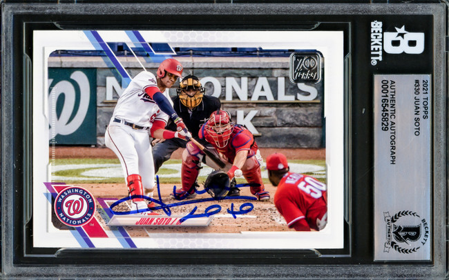 Juan Soto Autographed 2021 Topps Card #330 Washington Nationals Beckett BAS #16545829