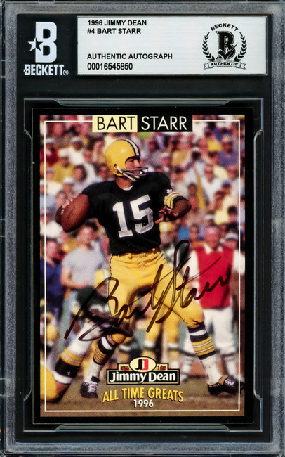 Bart Starr Autographed 1996 Jimmy Dean Card #4 Green Bay Packers Beckett BAS #16545850