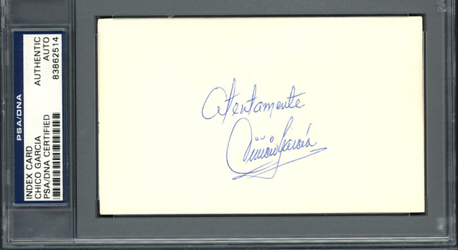 Vinicio "Chico" Garcia Autographed 3x5 Index Card Baltimore Orioles PSA/DNA #83862514