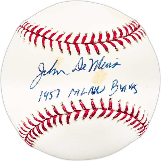 John DeMerit Autographed Official MLB Baseball Milwaukee Braves "1957 Milw. Braves" SKU #225550