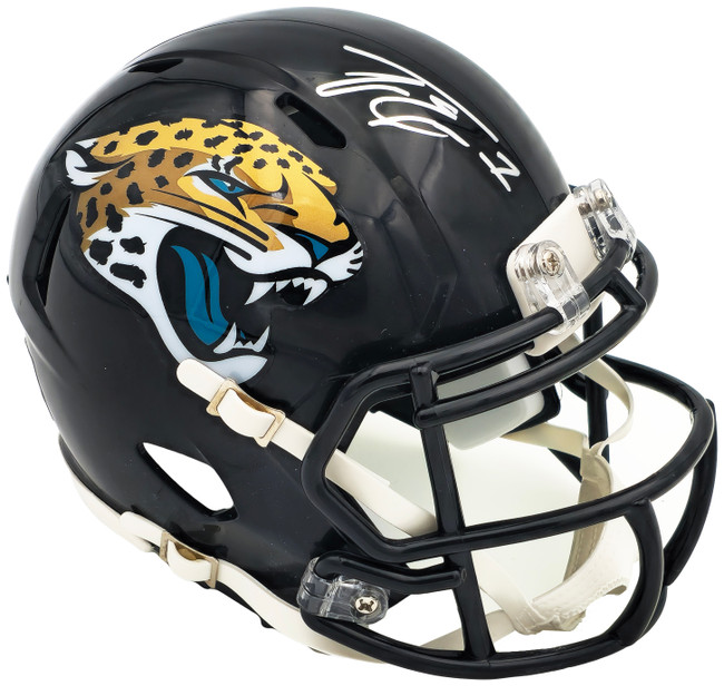 Travis Etienne Autographed Jacksonville Jaguars Black Speed Mini Helmet Beckett BAS Witness Stock #225128