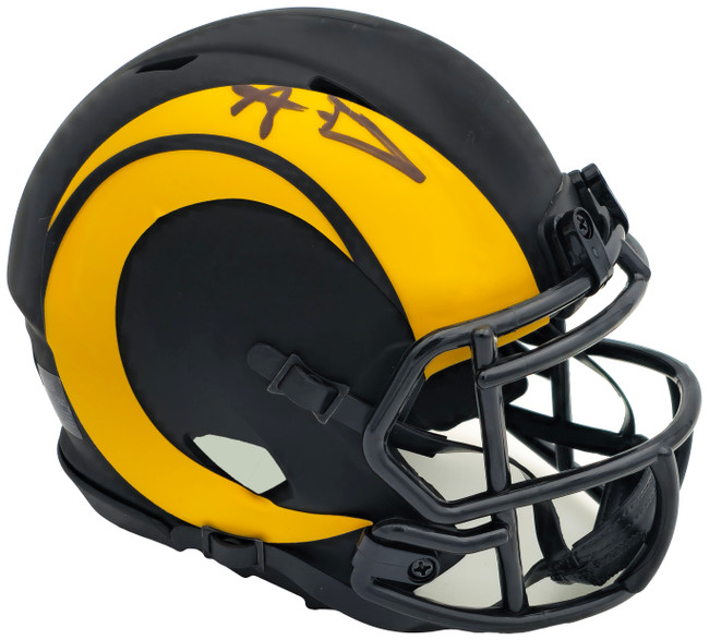 Aaron Donald Autographed Los Angeles Rams Eclipse Black Speed Mini Helmet Beckett BAS Witness Stock #224832