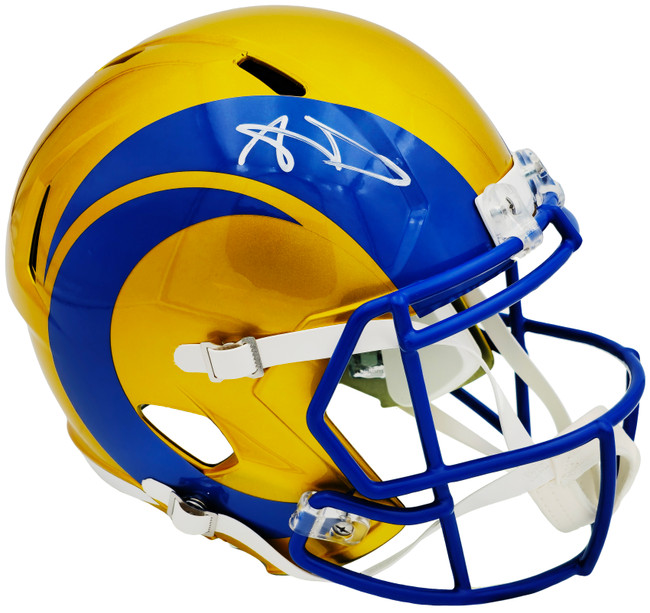 Aaron Donald Autographed Los Angeles Rams Flash Yellow Full Size Speed Replica Helmet Beckett BAS Witness Stock #224829
