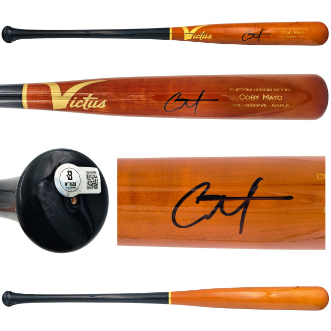 Coby Mayo Autographed Brown Victus Player Model Baseball Bat Baltimore Orioles Beckett BAS Witness Stock #225833