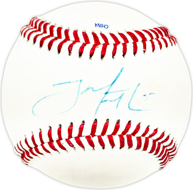 Jeff Mathis Autographed Official League Baseball California Angels SKU #226049 Jeff Mathis Autographed Official League Baseball California Angels SKU #226049