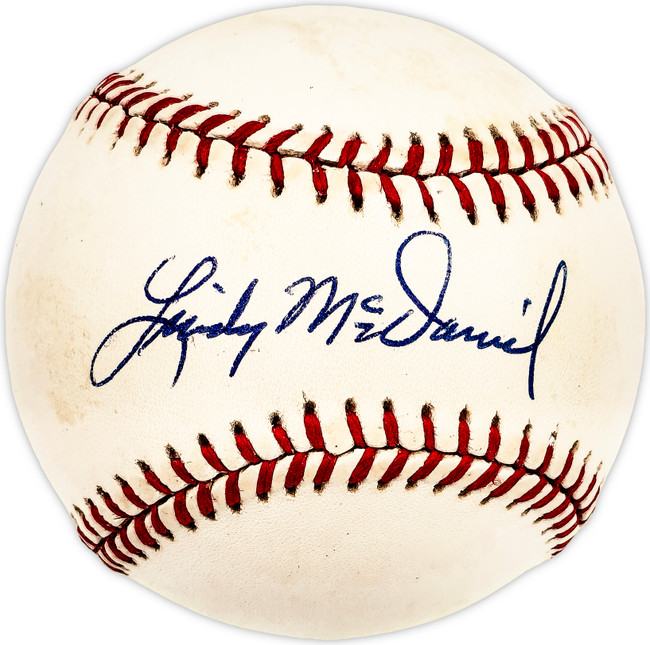 Lindy McDaniel Autographed Official NL Baseball New York Yankees, St. Louis Cardinals SKU #226018