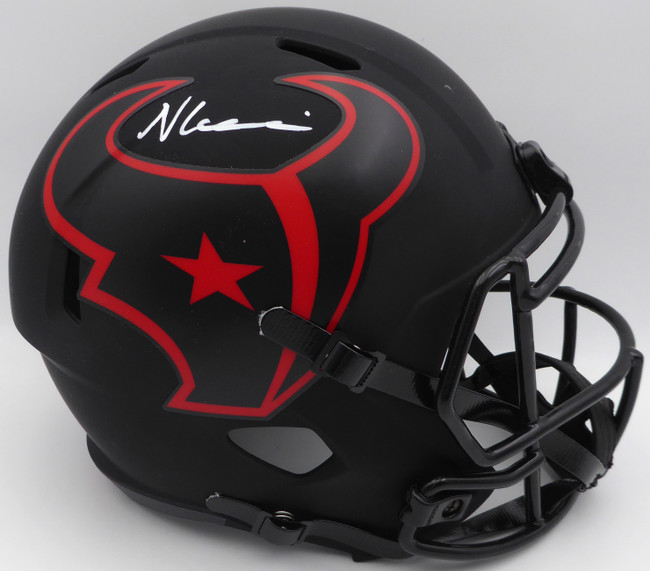 Nico Collins Autographed Eclipse Black Full Size Replica Helmet Houston Texans (Scratches) Beckett BAS QR #1W433070