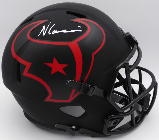 Nico Collins Autographed Eclipse Black Full Size Replica Helmet Houston Texans (Scratches) Beckett BAS QR #1W433083