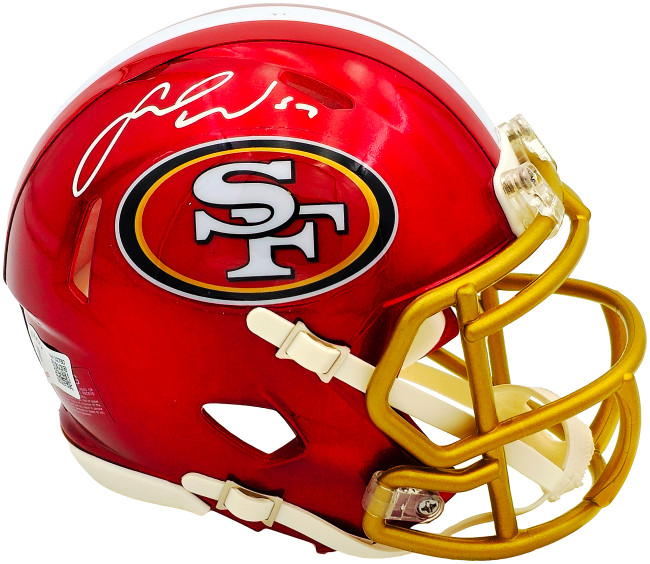 Fred Warner Autographed San Francisco 49ers Flash Red Speed Mini Helmet Beckett BAS Witness Stock #226392