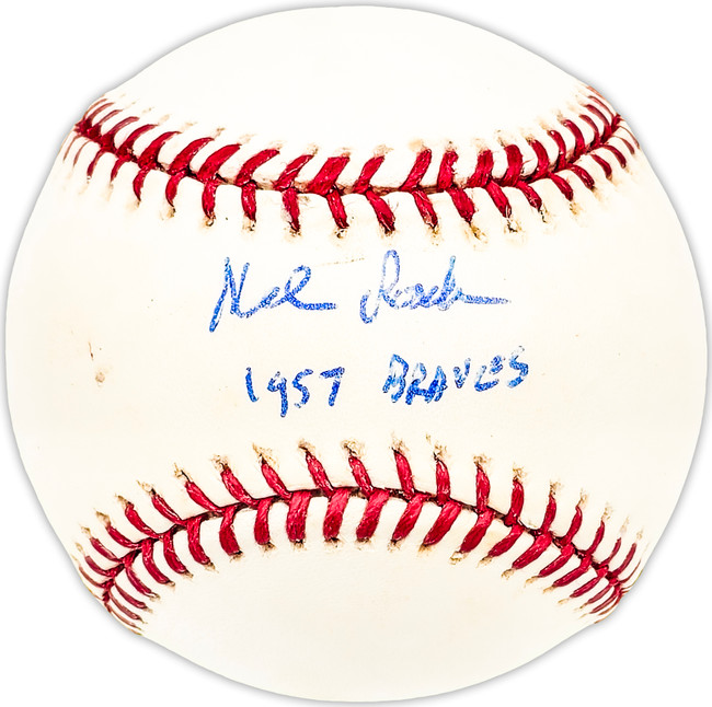 Mel Roach Autographed Official MLB Baseball Milwaukee Braves "1957 Braves" Beckett BAS QR #BM25107