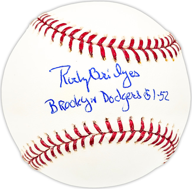 Rocky Bridges Autographed Official MLB Baseball Brooklyn Dodgers "Brooklyn Dodgers 51-52" Beckett BAS QR #BM25208