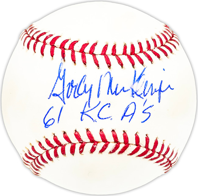 Gordy MacKenzie Autographed Official MLB Baseball KC A's "61 KC A's" Beckett BAS QR #BM25700