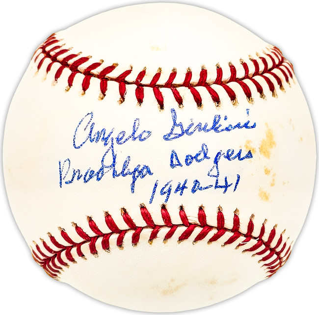 Angelo Giuliani Autographed Official NL Baseball Brooklyn Dodgers "Brooklyn Dodgers 1940-41" Beckett BAS QR #BM25074