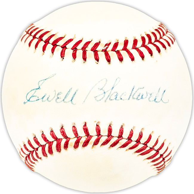 Ewell Blackwell Autographed Official NL Baseball Cincinnati Reds, New York Yankees Beckett BAS QR #BM25392