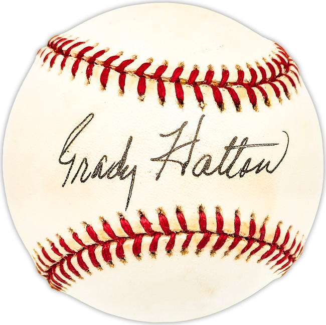 Grady Hatton Autographed Official NL Baseball St. Louis Cardinals, Cincinnati Reds Beckett BAS QR #BM25255