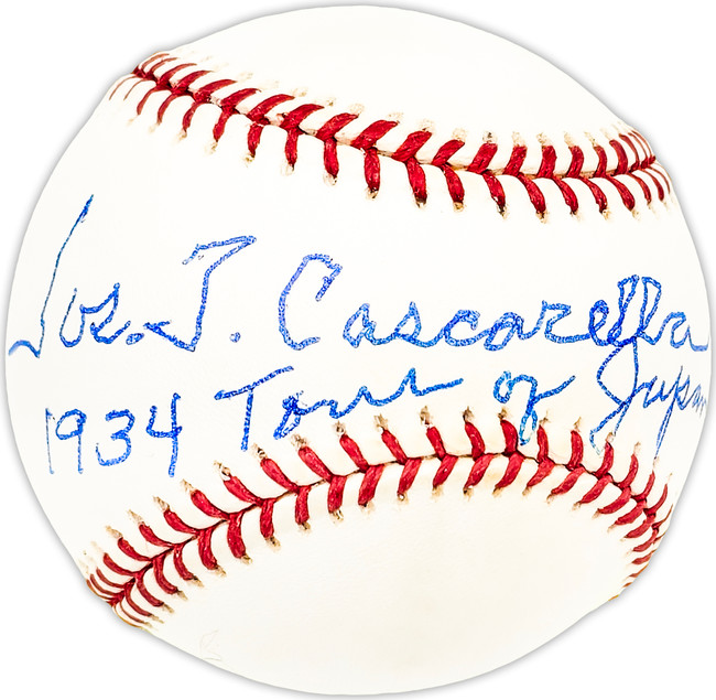 Joe Cascarella Autographed Official AL Baseball Boston Red Sox "1934 Tour of Japan" Beckett BAS QR #BM25289
