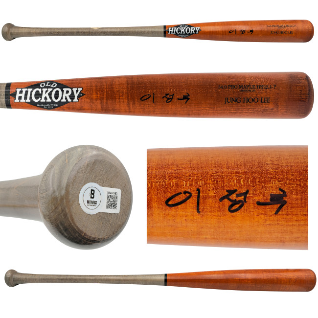 Jung Hoo Lee Autographed Orange & Gray Old Hickory Player Model Baseball Bat San Francisco Giants Signed In Korean Beckett BAS Witness Stock #227306