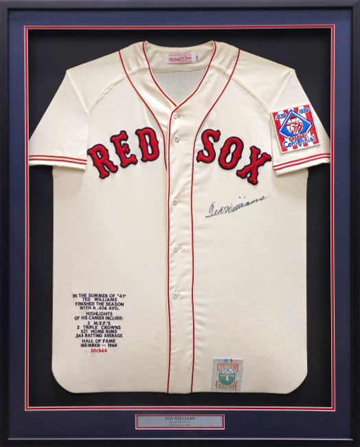 Boston Red Sox Ted Williams Autographed Framed Cream Authentic Mitchell & Ness Jersey Beckett BAS #AC61207