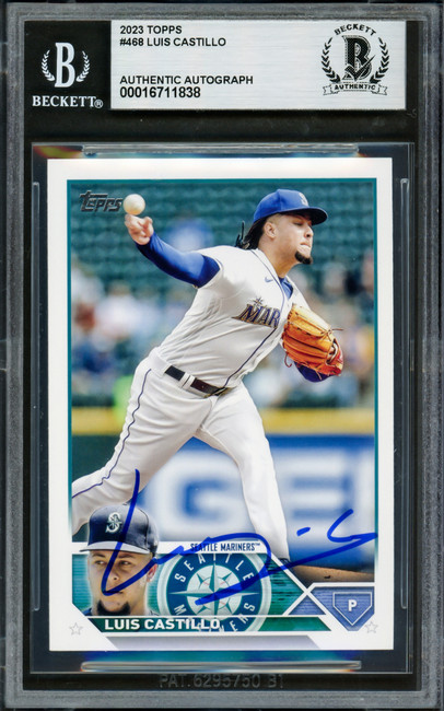 Luis Castillo Autographed 2023 Topps Card #468 Seattle Mariners Beckett BAS Stock #227983