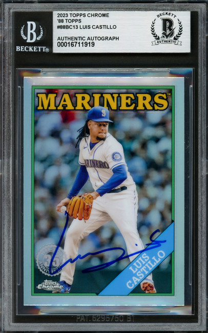 Luis Castillo Autographed 2023 Topps Chrome 35th Anniversary Card #88BC-13 Seattle Mariners Beckett BAS Stock #227986