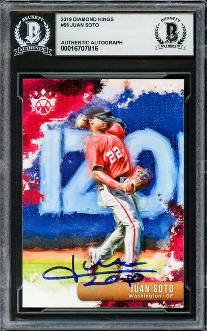 Juan Soto Autographed 2019 Donruss Diamond Kings Card #65 New York Yankees Beckett BAS Stock #228028