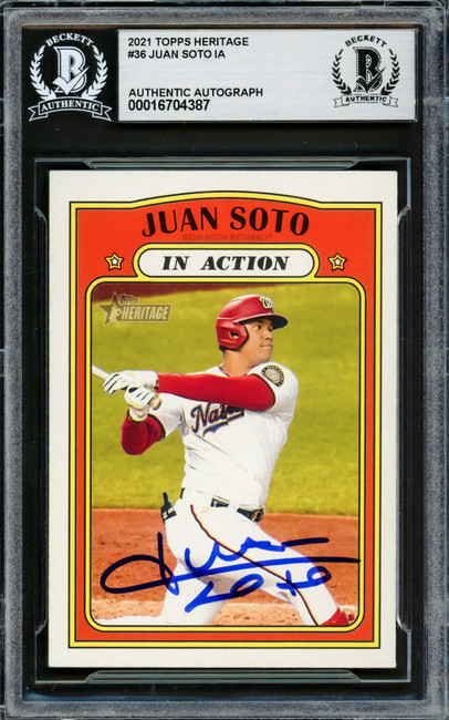 Juan Soto Autographed 2021 Topps Heritage Card #36 New York Yankees Beckett BAS Stock #228041