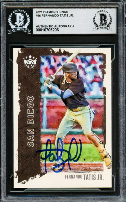 Fernando Tatis Jr. Autographed 2021 Diamond Kings Card #96 San Diego Padres Beckett BAS Stock #228049